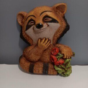 Vintage 1977 Homco Plastic Raccoon Wall Hanging #7497
